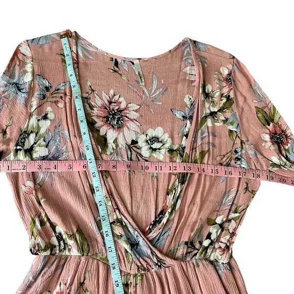 New Mode USA Floral Pink Romper with 3/4 Sleeves Size M - Picture 4 of 7